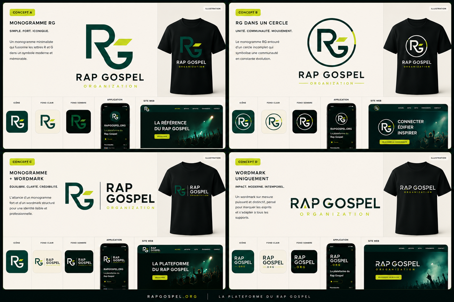 Les quatre propositions de logo RAPGOSPEL.ORG